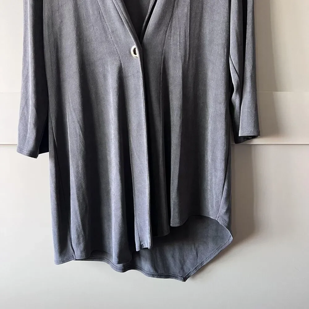Travelers By Chicos Jacket Womens 0 Small Gray Open High Slinky‎ Cardigan Drape